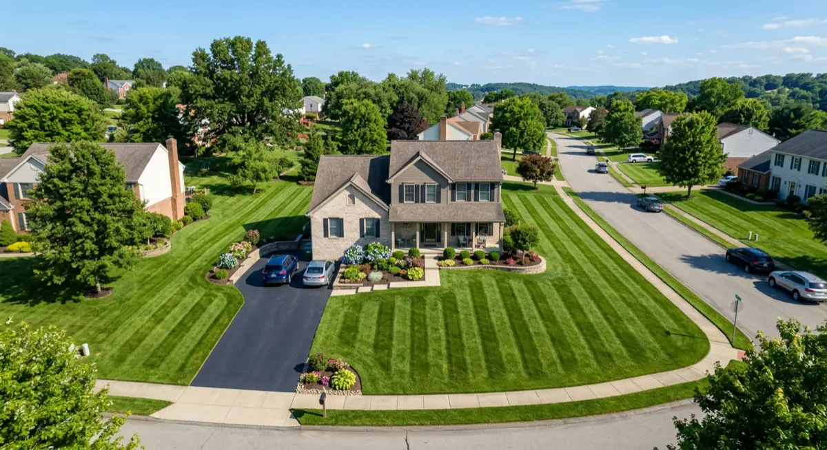 Freshly mowed lawn with clean stripes South Fayette PA