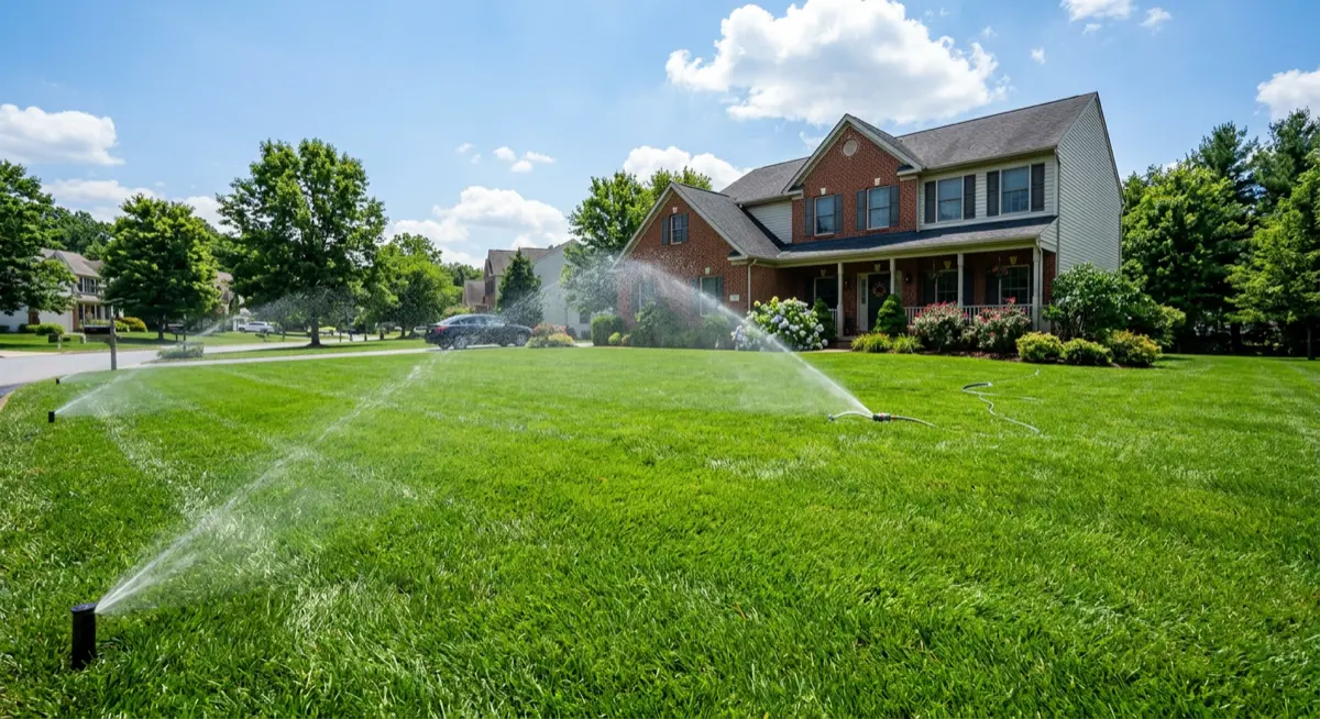Lush green summer lawn in the South Hills of Pittsburgh PA