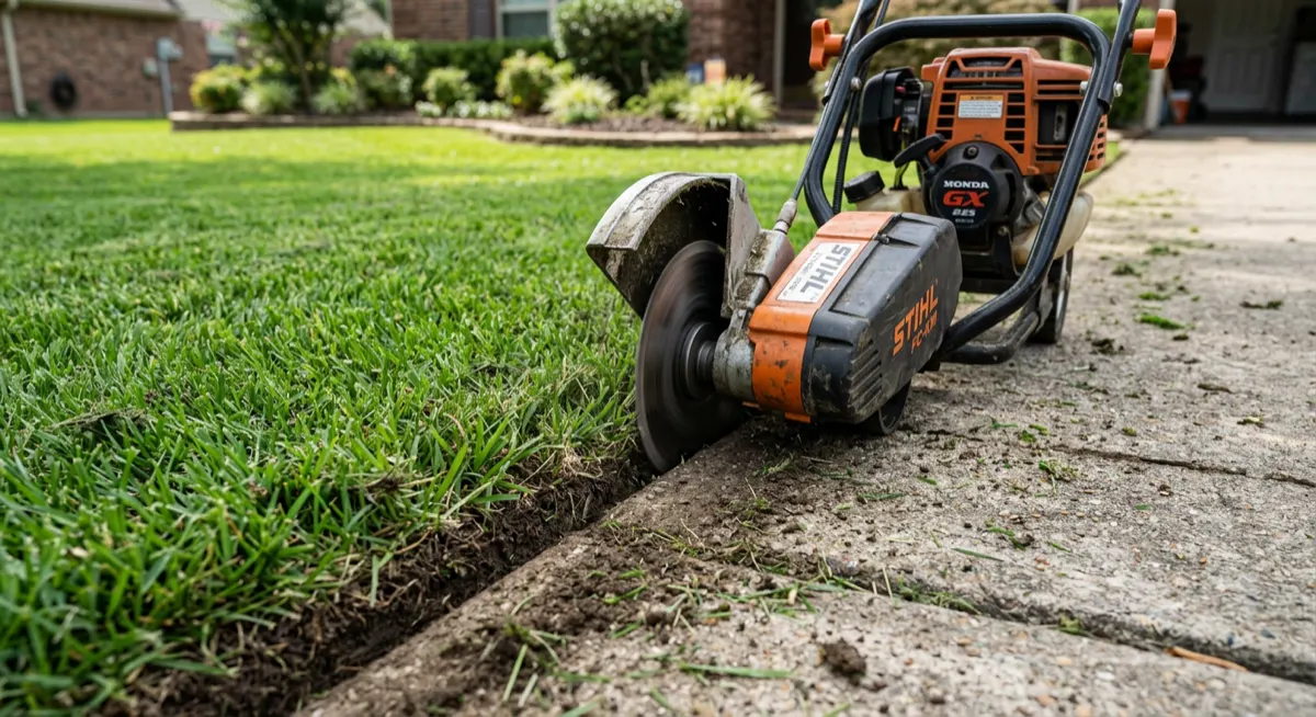 Crisp clean lawn edge along driveway — professional edging service South Fayette PA